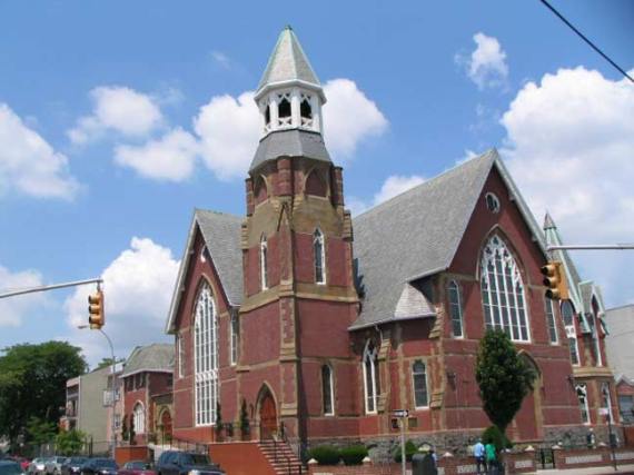 Brooklyn, NY, Community Worship Service, once the Miller Memorial Church of the Nazarene, was built in 1877 as the East Reformed Church (photo from forgotten-ny.com).